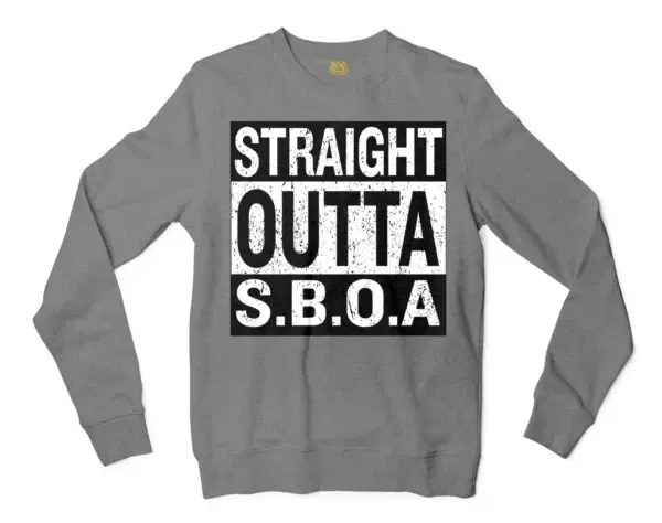 Straight Outta Sboa Men/Unisex Long Sleeve Sweatshirt in Graphite Heather Color