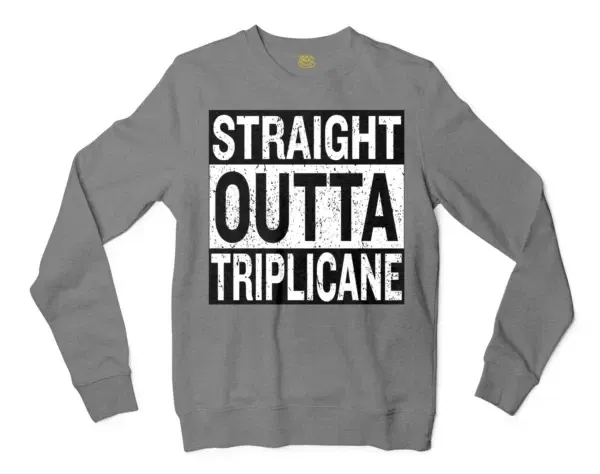 Straight Outta Triplicane Men/Unisex Long Sleeve Sweatshirt in Graphite Heather Color