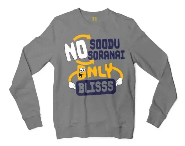 No Soodu No Soranai Only Blissssssss Men/Unisex Long Sleeve Sweatshirt in Graphite Heather Color