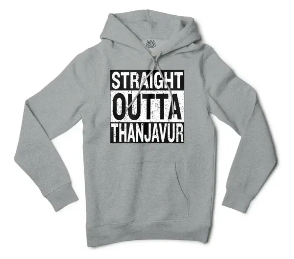 Straight Outta Thanjavur Men/Unisex Hoodie in Grey Heather Color