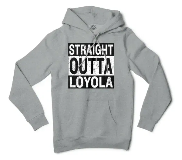 Straight Outta Loyola Men/Unisex Hoodie in Grey Heather Color