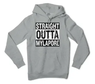 Straight Outta Mylapore Men/Unisex Hoodie in Grey Heather Color