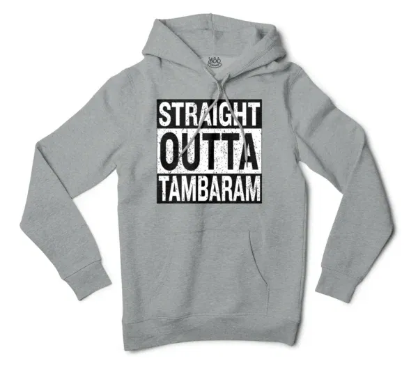 Straight Outta Tambaram Men/Unisex Hoodie in Grey Heather Color