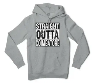 Straight Outta Coimbatore Men/Unisex Hoodie in Grey Heather Color