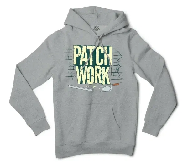 Patch Work Men/Unisex Hoodie in Grey Heather Color