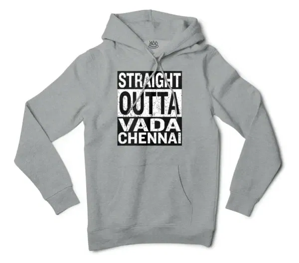 Straight Outta Vada Chennai Men/Unisex Hoodie in Grey Heather Color