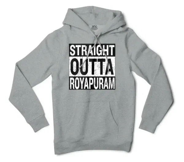 Straight Outta Royapuram Men/Unisex Hoodie in Grey Heather Color