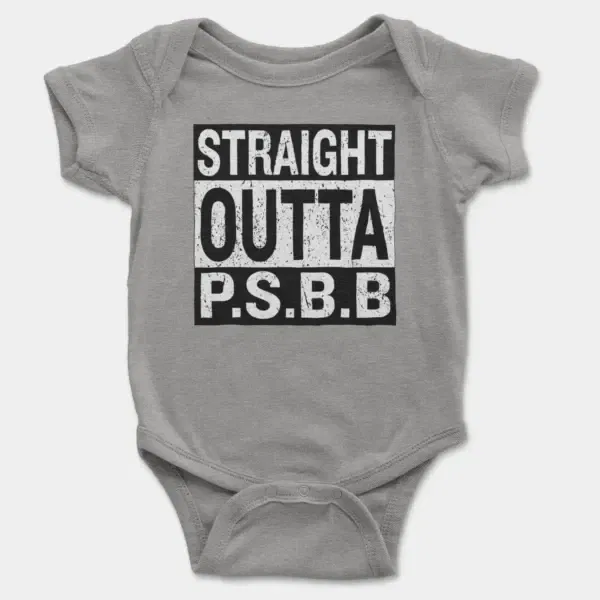 Straight Outta Psbb Short Sleeve Baby Onesie in Heather Color