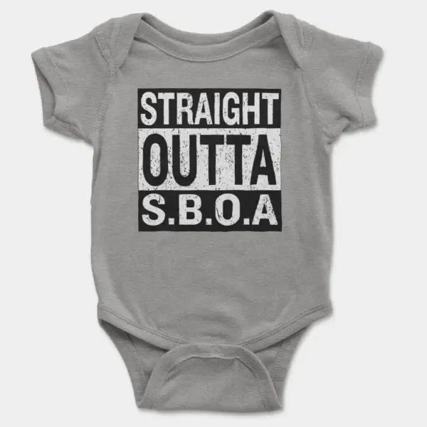 Straight Outta Sboa Short Sleeve Baby Onesie in Heather Color