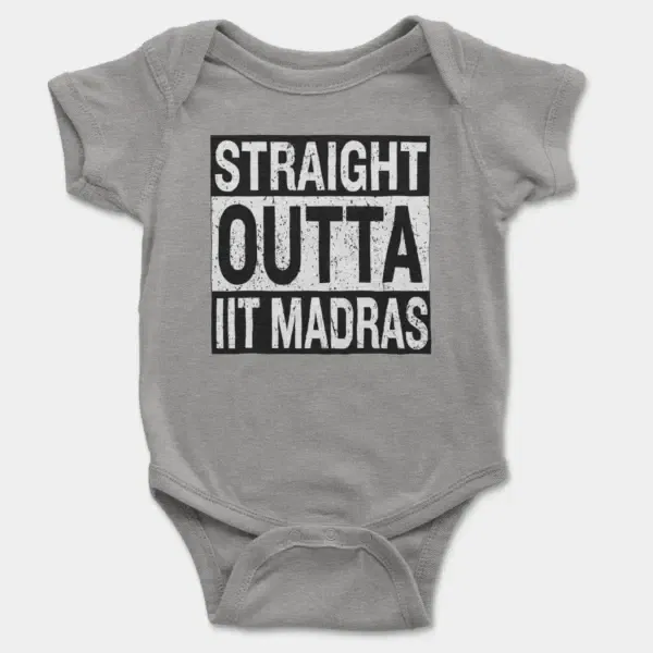 Straight Outta Iit Madras Short Sleeve Baby Onesie in Heather Color