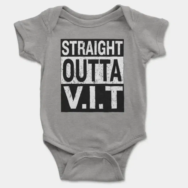 Straight Outta Vit Short Sleeve Baby Onesie in Heather Color