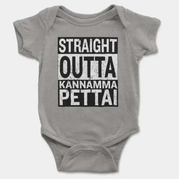 Straight Outta Kannamma Pettai Short Sleeve Baby Onesie in Heather Color