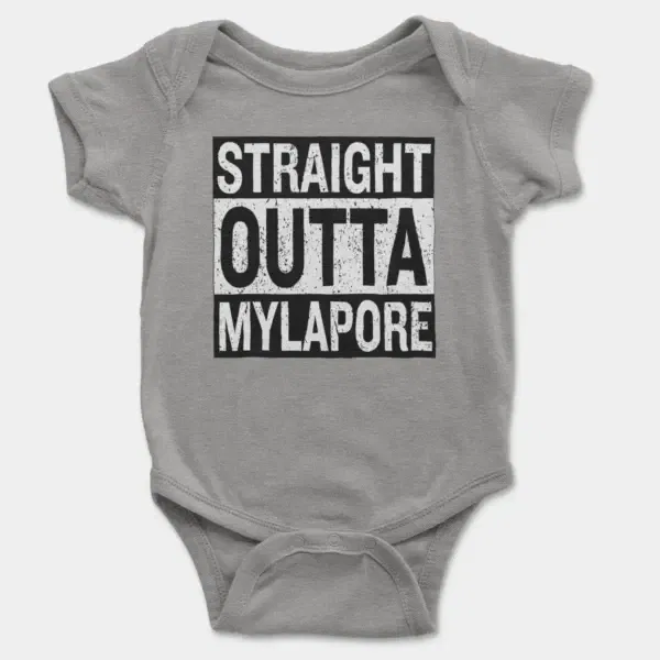 Straight Outta Mylapore Short Sleeve Baby Onesie in Heather Color