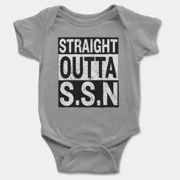 Straight Outta Ssn University Short Sleeve Baby Onesie in Heather Color