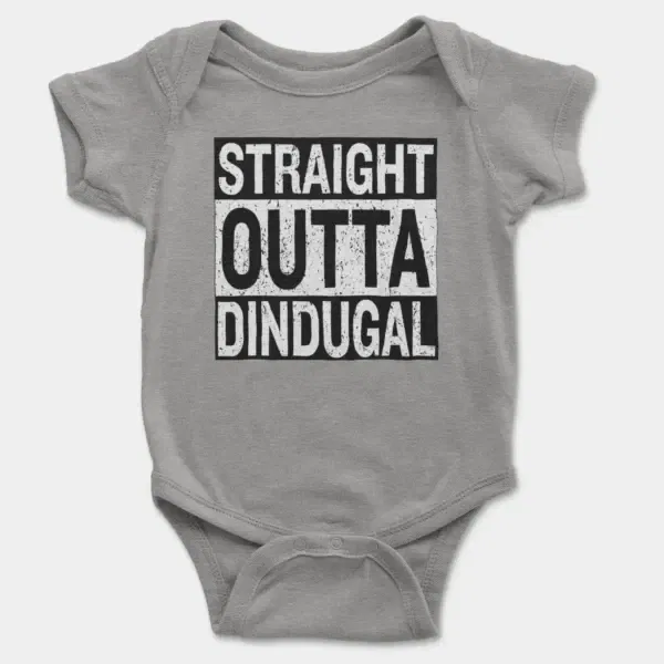 Straight Outta Dindugal Short Sleeve Baby Onesie in Heather Color