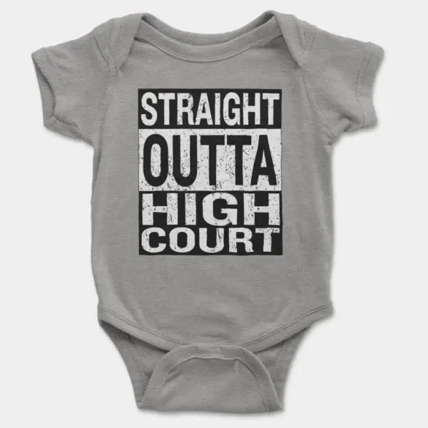 Straight Outta High Court Short Sleeve Baby Onesie in Heather Color