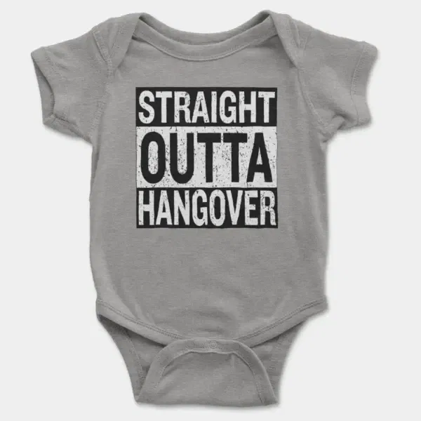 Straight Outta Hangover Short Sleeve Baby Onesie in Heather Color