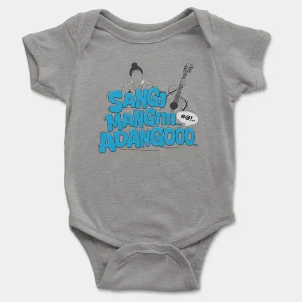 Sangi Mangiiiii….. Adangoooo Short Sleeve Baby Onesie in Heather Color