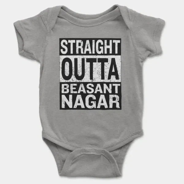 Straight Outta Beasant Nagar Short Sleeve Baby Onesie in Heather Color