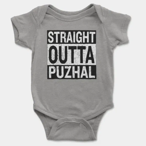 Straight Outta Puzhal Short Sleeve Baby Onesie in Heather Color