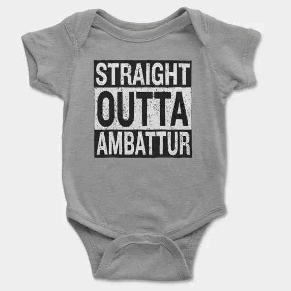 Straight Outta Ambattur Short Sleeve Baby Onesie in Heather Color