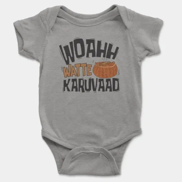 Woahh!! Watte Karuvaad Short Sleeve Baby Onesie in Heather Color