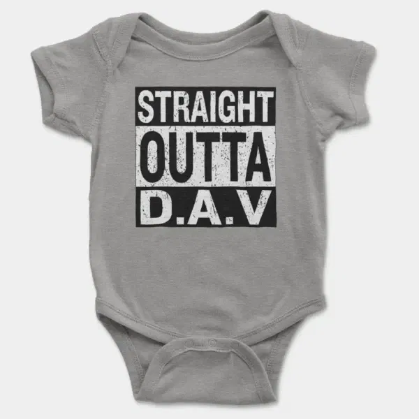 Straight Outta Dav Short Sleeve Baby Onesie in Heather Color