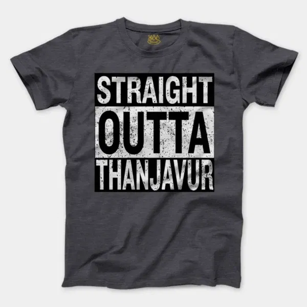 Straight Outta Thanjavur Men/Unisex T-Shirt in Heather Dark Grey Color