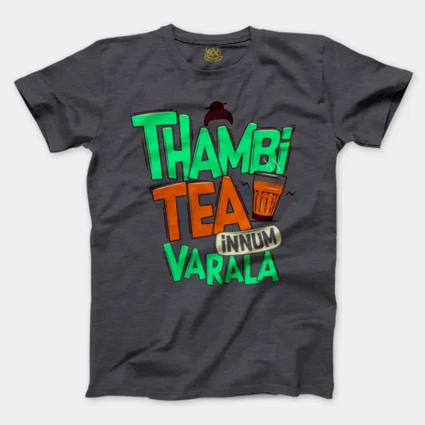 Thambi Tea Innum Varala Men/Unisex T-Shirt in Heather Dark Grey Color