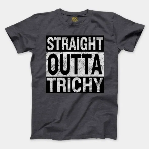 Straight Outta Trichy Men/Unisex T-Shirt in Heather Dark Grey Color