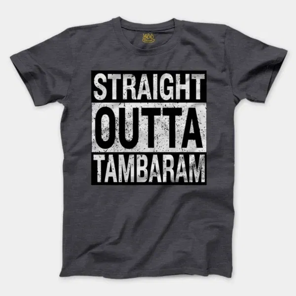 Straight Outta Tambaram Men/Unisex T-Shirt in Heather Dark Grey Color