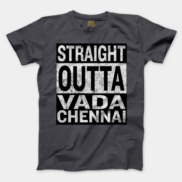 Straight Outta Vada Chennai Men/Unisex T-Shirt in Heather Dark Grey Color