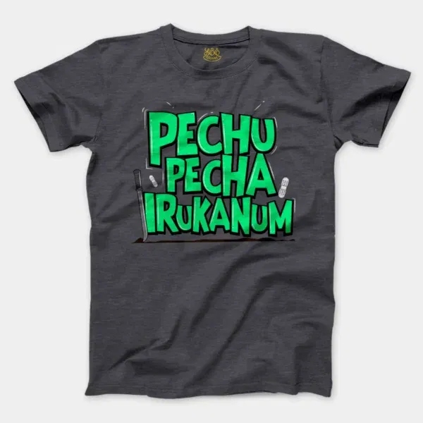 Pechu Pecha Irrukanum Men/Unisex T-Shirt in Heather Dark Grey Color