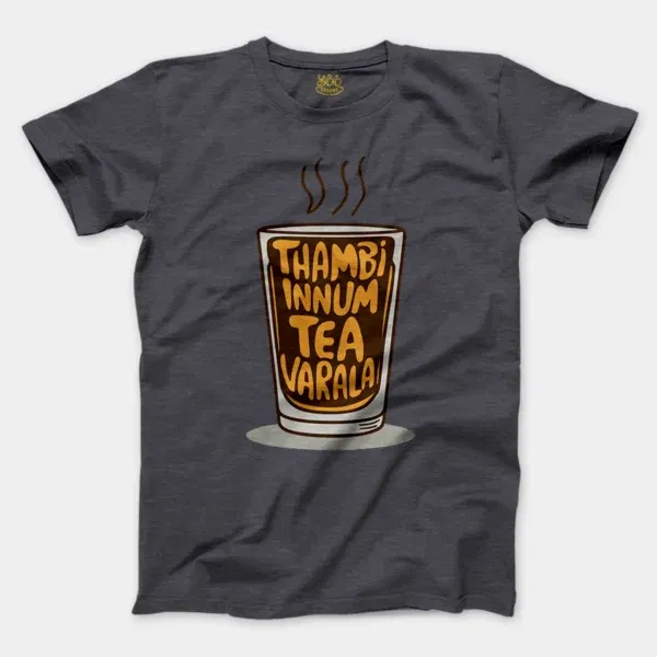 Thambi Innum Tea Varala Men/Unisex T-Shirt in Heather Dark Grey Color