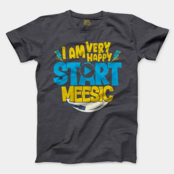 I Am Very Happy… Start Meesic Men/Unisex T-Shirt in Heather Dark Grey Color