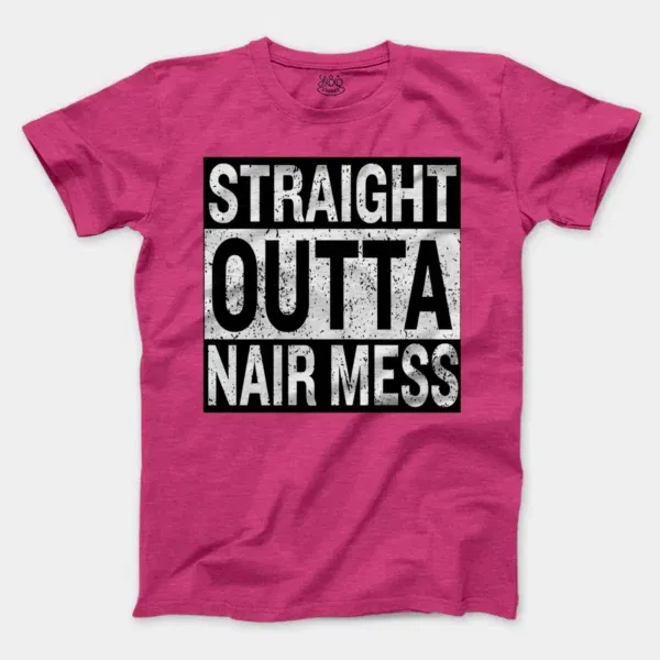 Straight Outta Nair Mess Men/Unisex T-Shirt in Heather Heliconia Color