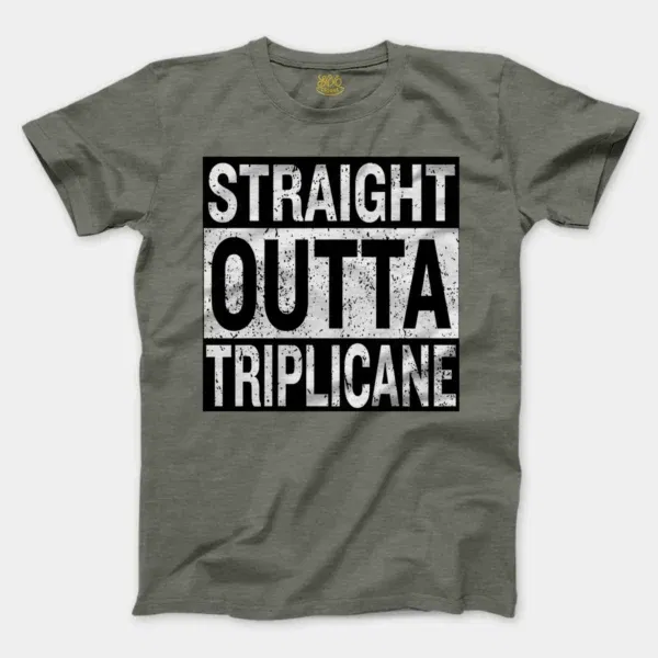 Straight Outta Triplicane Men/Unisex T-Shirt in Heather Military Green Color