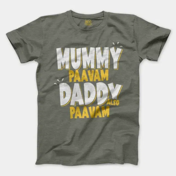 Mummy Paavam, Daddy Also Paavam Men/Unisex T-Shirt in Heather Military Green Color