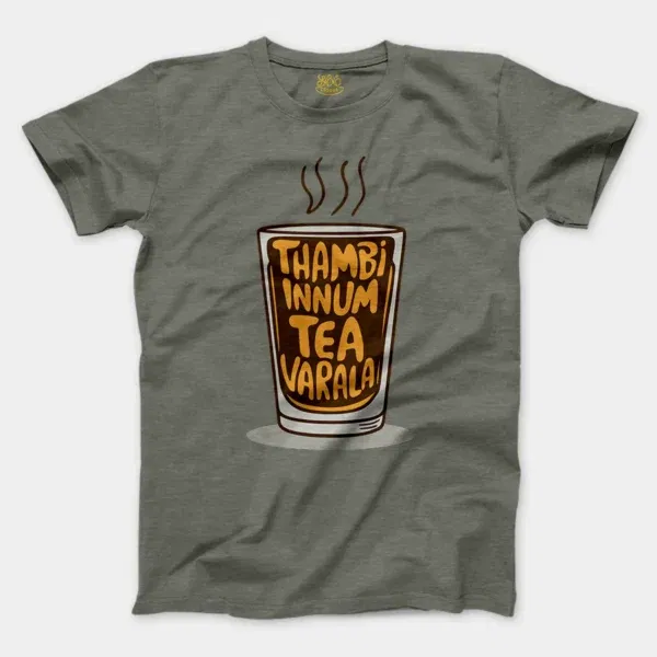 Thambi Innum Tea Varala Men/Unisex T-Shirt in Heather Military Green Color