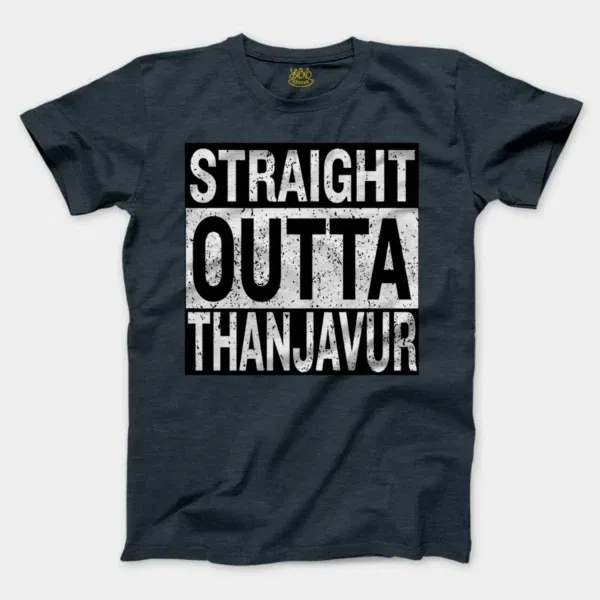 Straight Outta Thanjavur Men/Unisex T-Shirt in Heather Navy Color