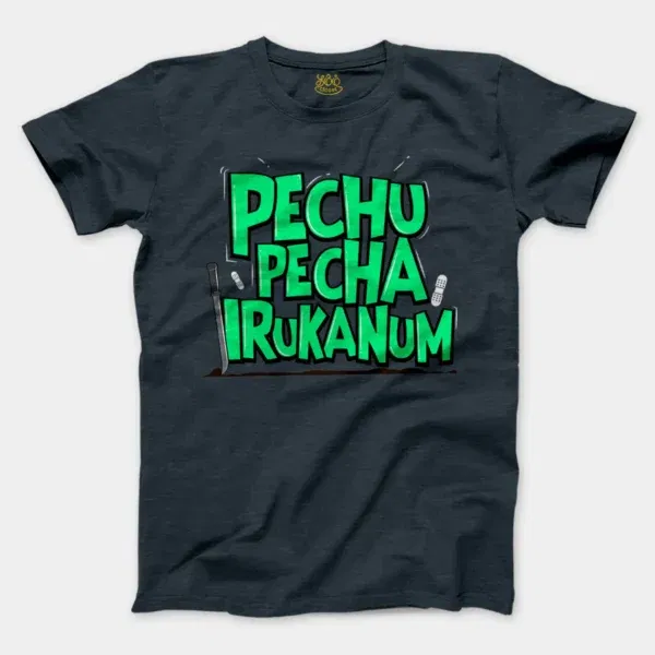 Pechu Pecha Irrukanum Men/Unisex T-Shirt in Heather Navy Color