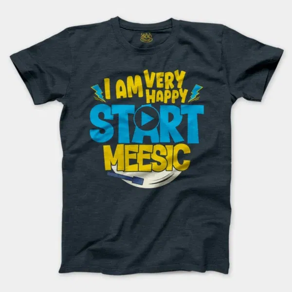 I Am Very Happy… Start Meesic Men/Unisex T-Shirt in Heather Navy Color