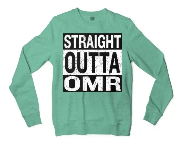 Straight Outta Omr Men/Unisex Long Sleeve Sweatshirt in Heather Sport Dark Green Color