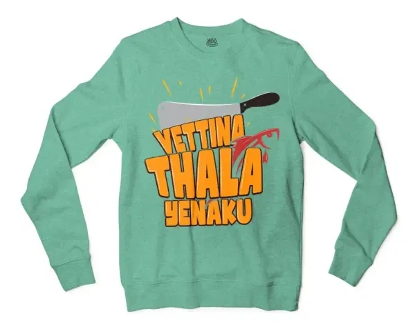 Vettina Thala Yenaku Men/Unisex Long Sleeve Sweatshirt in Heather Sport Dark Green Color