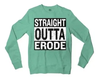 Straight Outta Erode Men/Unisex Long Sleeve Sweatshirt in Heather Sport Dark Green Color