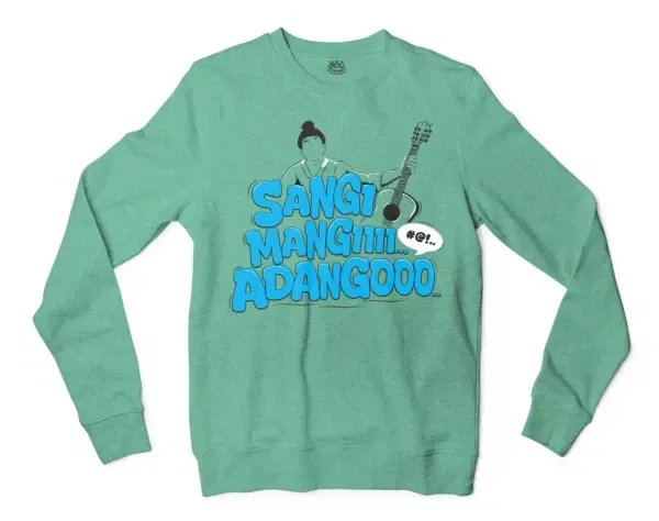 Sangi Mangiiiii….. Adangoooo Men/Unisex Long Sleeve Sweatshirt in Heather Sport Dark Green Color