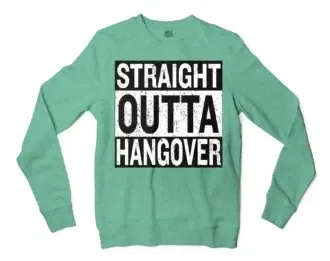 Straight Outta Hangover Men/Unisex Long Sleeve Sweatshirt in Heather Sport Dark Green Color