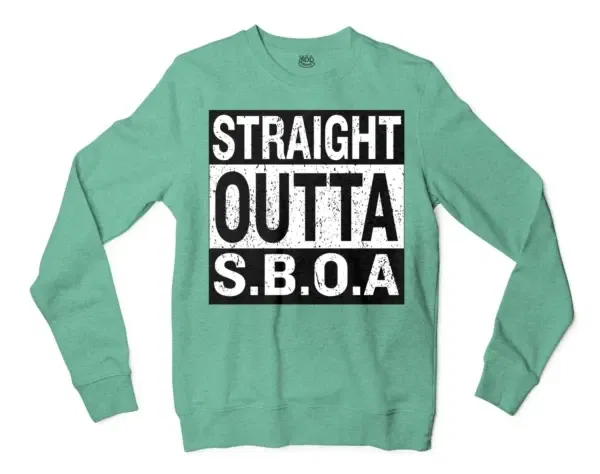 Straight Outta Sboa Men/Unisex Long Sleeve Sweatshirt in Heather Sport Dark Green Color