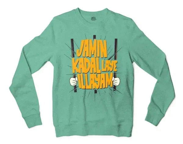 Jamin, Kadal Laye Illayam Men/Unisex Long Sleeve Sweatshirt in Heather Sport Dark Green Color