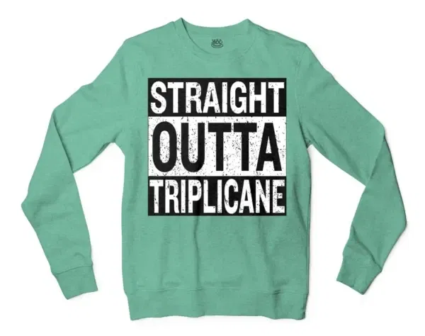 Straight Outta Triplicane Men/Unisex Long Sleeve Sweatshirt in Heather Sport Dark Green Color